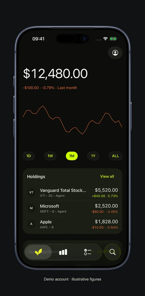 Wellth’s native product tour in a static iPhone, using illustrative demo data.